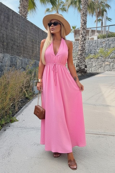 Duga haljina s golim leđima i ukrasnom vezicom ROTALITA PINK, Boja: roza, IVET.HR - MODERNA ODJEĆA