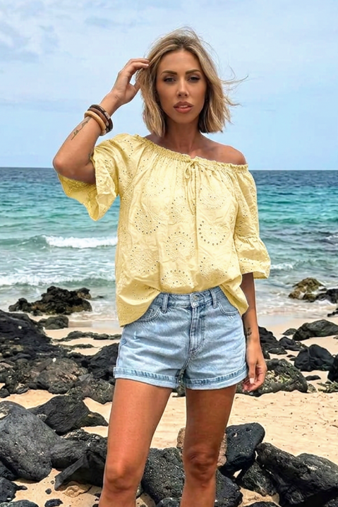 Ženska bluza s golim ramenima u boho stilu LATENA YELLOW, Boja: žuta, IVET.HR - MODERNA ODJEĆA