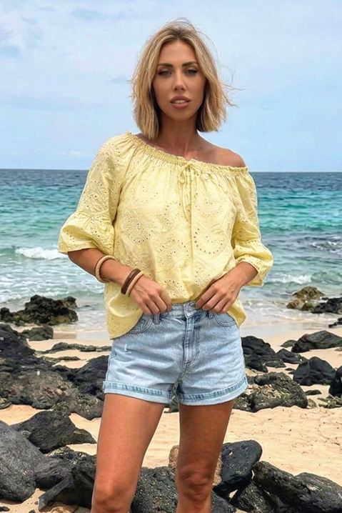 Ženska bluza s golim ramenima u boho stilu LATENA YELLOW, Boja: žuta, IVET.HR - MODERNA ODJEĆA