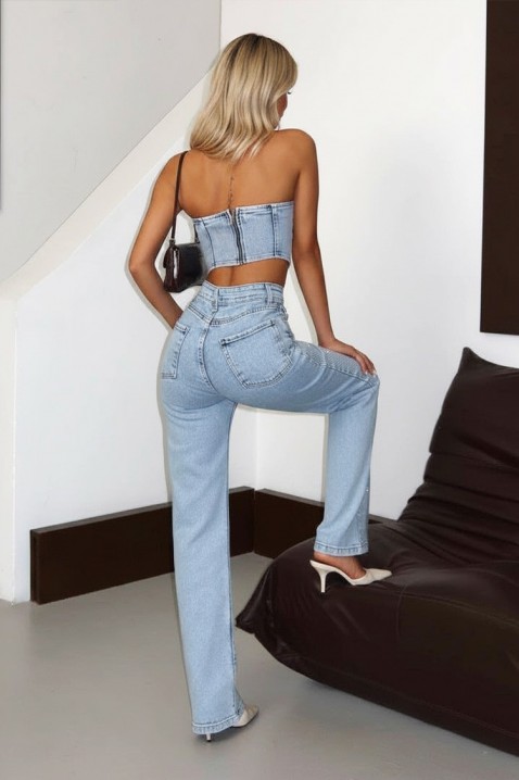 Moderni traper set s korzetom i trapericama s kristalima PIROLINA, Boja: denim, IVET.HR - MODERNA ODJEĆA