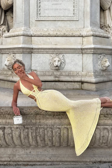 Duga pletena haljina za plažu s izrezima KRESTINA YELLOW, Boja: žuta, IVET.HR - MODERNA ODJEĆA