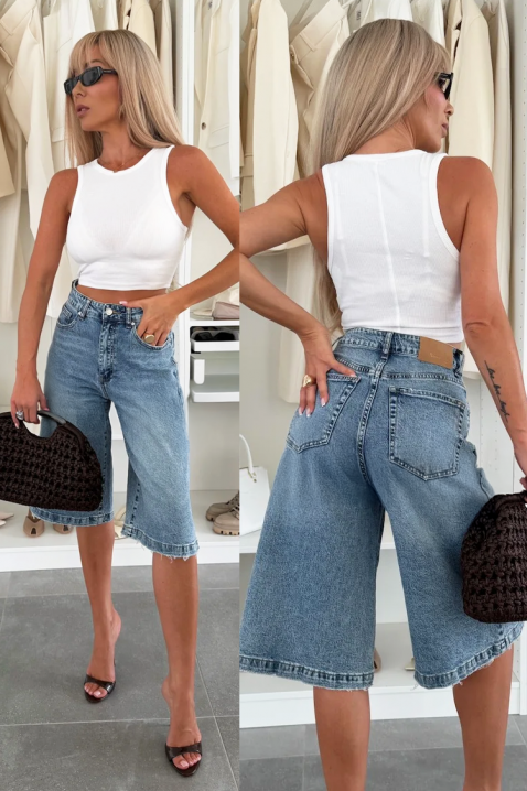 Ženske kratke traper hlače ispod koljena TELARIANA, Boja: denim, IVET.HR - MODERNA ODJEĆA