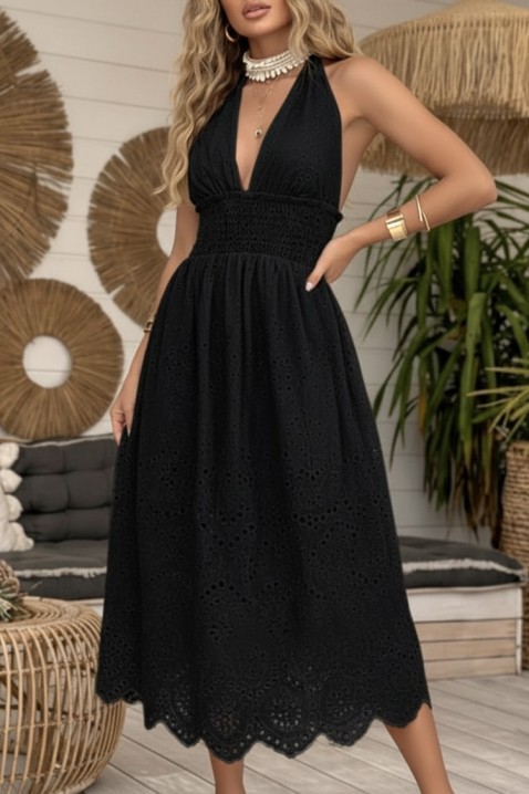 Midi haljina s golim leđima i ažurnim vezom u boho stilu MELEKA BLACK, Boja: crna, IVET.HR - MODERNA ODJEĆA
