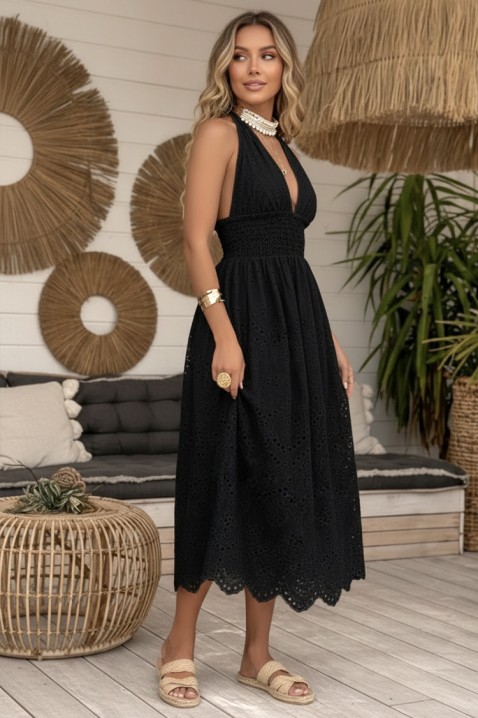 Midi haljina s golim leđima i ažurnim vezom u boho stilu MELEKA BLACK, Boja: crna, IVET.HR - MODERNA ODJEĆA