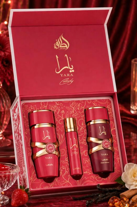 Ženski arapski set Lattafa Yara Candy Edp 100 ml + 12 ml Edp + Hair Mist 50 mlIVET.HR - MODERNA ODJEĆA