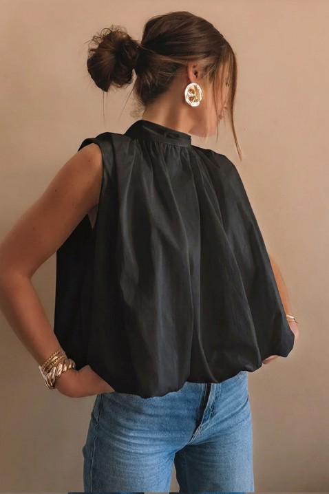 Elegantni ženski top s otvorenim leđima i urednom vrpcom NERINITA BLACK, Boja: crna, IVET.HR - MODERNA ODJEĆA