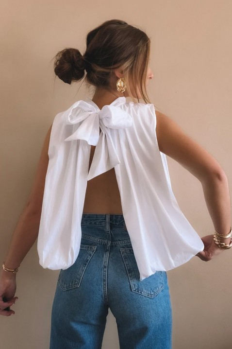 Elegantni ženski top s otvorenim leđima i urednom vrpcom NERINITA WHITE, Boja: bijela, IVET.HR - MODERNA ODJEĆA