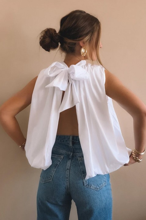 Elegantni ženski top s otvorenim leđima i urednom vrpcom NERINITA WHITE, Boja: bijela, IVET.HR - MODERNA ODJEĆA