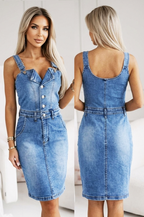 Traper haljina s dekorativnim dekolteom i naglašenim strukom BELARINA, Boja: denim, IVET.HR - MODERNA ODJEĆA