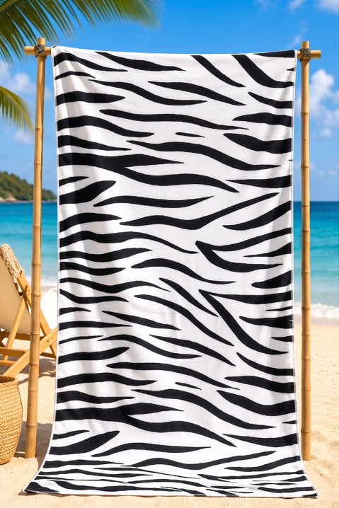 Plažni ručnik sa životinjskim printom ADELIANA 100×180 cm, Boja: crna i bijela, IVET.HR - MODERNA ODJEĆA