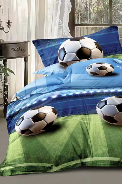 Aktualni dvodijelni set posteljine s 3D printom nogometnog igrališta i lopti KANTINA 140x200 cm, Boja: višebojna, IVET.HR - MODERNA ODJEĆA