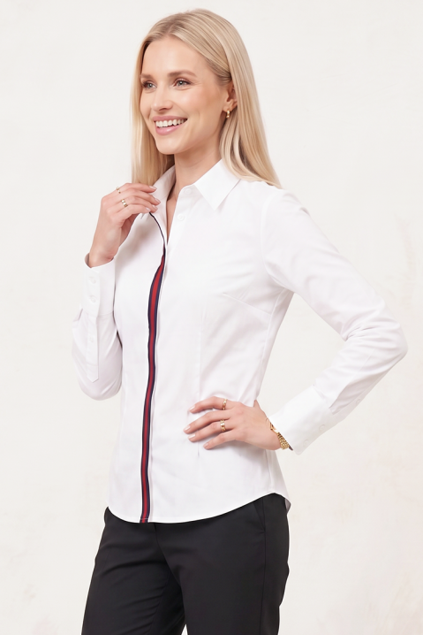 Elegantna ženska košulja s kontrastnim detaljem LARENTISA WHITE, Boja: bijela, IVET.HR - MODERNA ODJEĆA