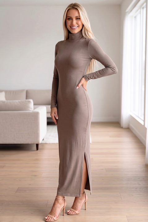 Elegantna haljina s čistim linijama MELODIE CAPPUCCINO, Boja: moka, IVET.HR - MODERNA ODJEĆA