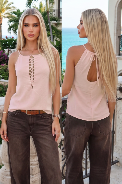 Moderan top s vezicom i otvorenim leđima YVETE PINK, Boja: roza, IVET.HR - MODERNA ODJEĆA