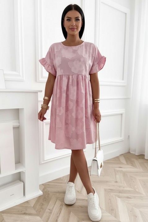 Široka kratka haljina s cvjetnim printom, džepovima i naglašenim rukavima MAJESTICA PINK, Boja: roza, IVET.HR - MODERNA ODJEĆA