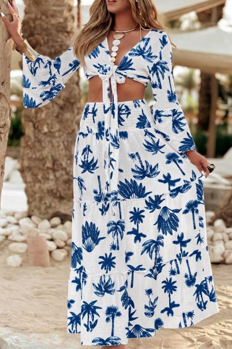 Ženski set s topom na vezanje i prozračnom maxi suknjom RAMORIA BLUE, Boja: plava, IVET.HR - MODERNA ODJEĆA