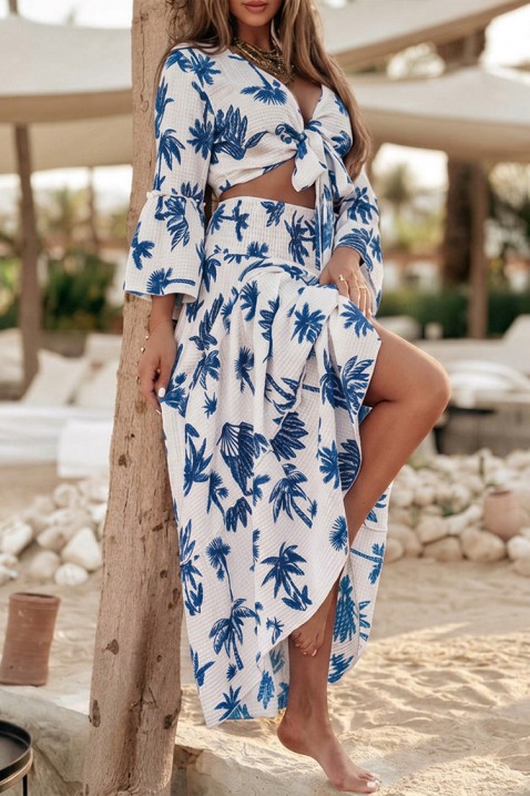 Ženski set s topom na vezanje i prozračnom maxi suknjom RAMORIA BLUE, Boja: plava, IVET.HR - MODERNA ODJEĆA