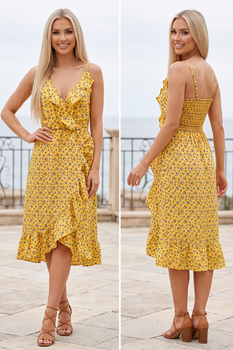 Prozračna haljina s volanima i boho cvjetnim printom SAINA YELLOW, Boja: žuta, IVET.HR - MODERNA ODJEĆA