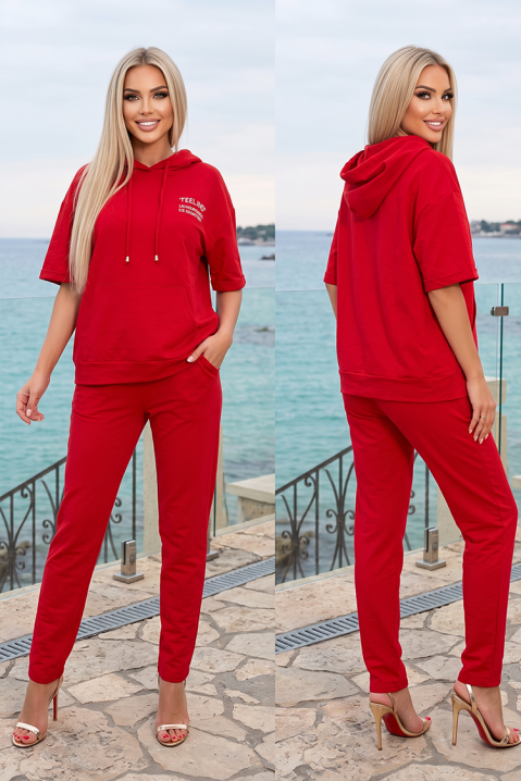 Ženski sportski komplet bluza s kapuljačom i hlače REDYNA RED, Boja: crvena, IVET.HR - MODERNA ODJEĆA