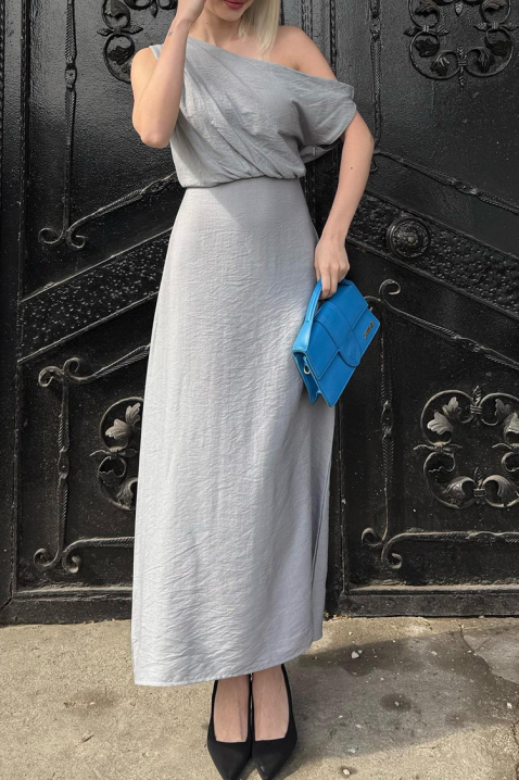 Elegantna asimetrična haljina na jedno rame JOZETE GREY, Boja: siva, IVET.HR - MODERNA ODJEĆA