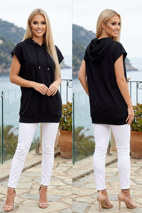 Sportsko-elegantna ženska tunika tipa hoodie bez rukava KOSTELIA BLACK, Boja: crna, IVET.HR - MODERNA ODJEĆA