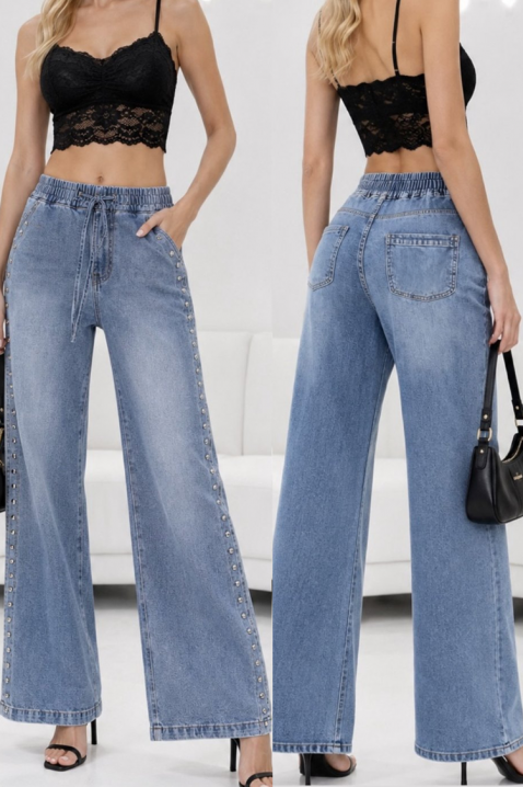 Ženske široke traperice visokog struka i modernih linija LUCETA, Boja: denim, IVET.HR - MODERNA ODJEĆA