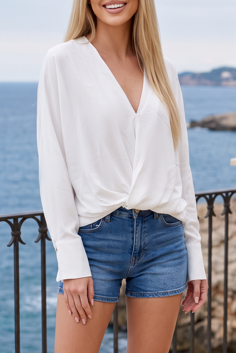 Ženska bluza s dugim rukavima i upletenim detaljem AFELIANA WHITE, Boja: bijela, IVET.HR - MODERNA ODJEĆA