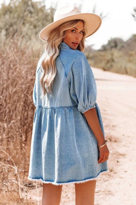 Ljetna kratka traper haljina s gumbima po cijeloj površini OLBIA, Boja: denim, IVET.HR - MODERNA ODJEĆA