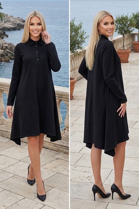 Razkroena elegantna midi haljina s asimetričnim krojem PRESIZIA BLACK, Boja: crna, IVET.HR - MODERNA ODJEĆA