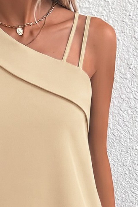 Elegantna kratka haljina s asimetričnim izrezom i širokim krojem IVRINIA BEIGE, Boja: bež, IVET.HR - MODERNA ODJEĆA