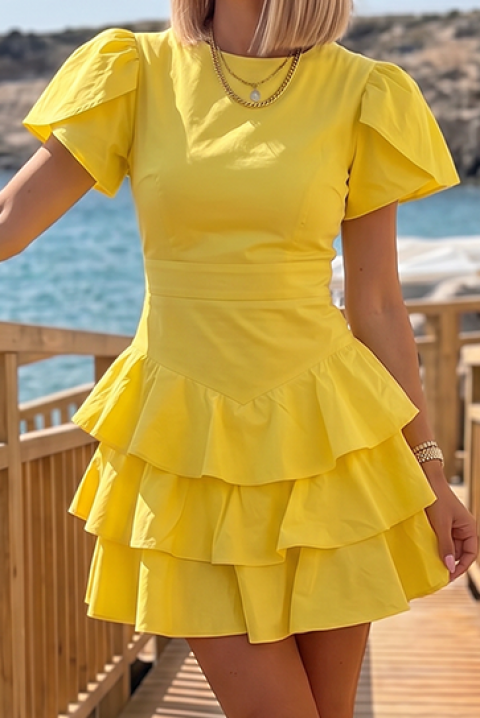 Kratka haljina s definiranim strukom i volanima ZOLVENA YELLOW, Boja: žuta, IVET.HR - MODERNA ODJEĆA