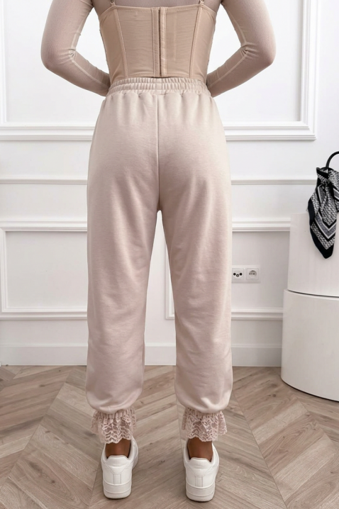 Romantične ženske boho hlače s profinjenim čipkastim detaljima i udobnom siluetom VESPERIA BEIGE, Boja: bež, IVET.HR - MODERNA ODJEĆA