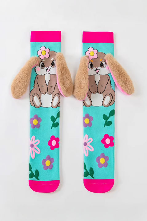 Dječje čarapice s 3D printom zeca i mekanim ušima AQUA BUNNY, Boja: svijetlo plava, IVET.HR - MODERNA ODJEĆA
