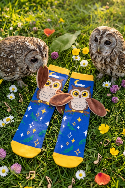 Dječje čarapice s 3D printom sova s mekanim krilima OWL DREAMS, Boja: plava, IVET.HR - MODERNA ODJEĆA