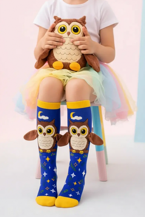 Dječje čarapice s 3D printom sova s mekanim krilima OWL DREAMS, Boja: plava, IVET.HR - MODERNA ODJEĆA