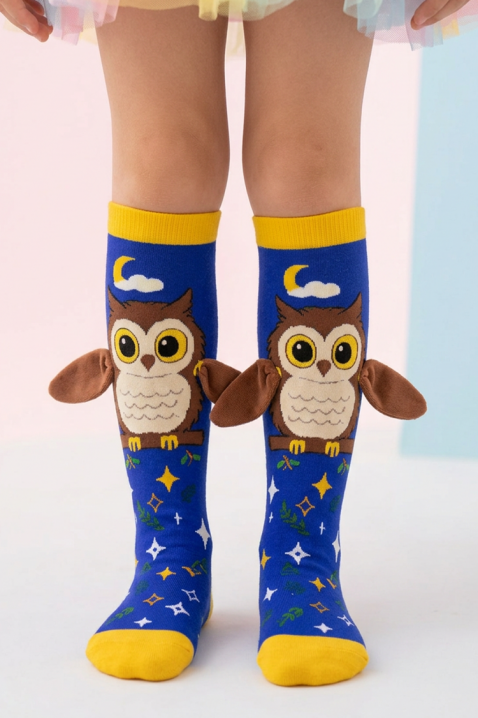 Dječje čarapice s 3D printom sova s mekanim krilima OWL DREAMS, Boja: plava, IVET.HR - MODERNA ODJEĆA