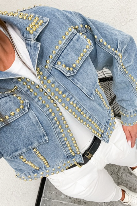 Ženska traper jakna s dekorativnim metalnim zakovicama VAMELIANA, Boja: denim, IVET.HR - MODERNA ODJEĆA