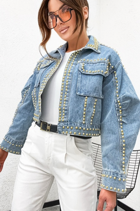 Ženska traper jakna s dekorativnim metalnim zakovicama VAMELIANA, Boja: denim, IVET.HR - MODERNA ODJEĆA