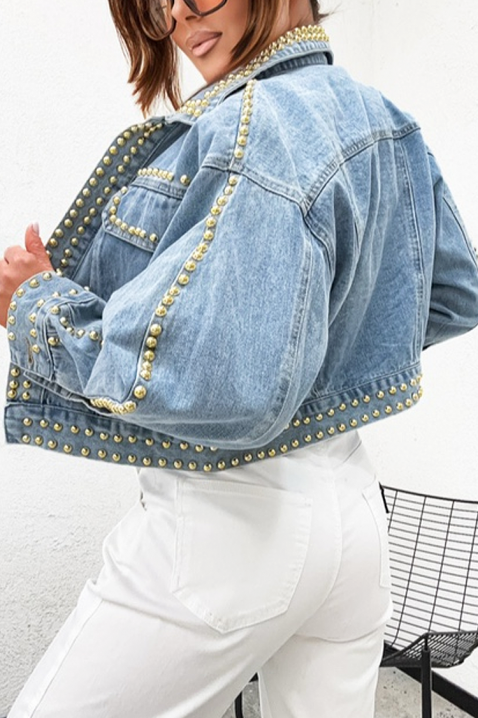 Ženska traper jakna s dekorativnim metalnim zakovicama VAMELIANA, Boja: denim, IVET.HR - MODERNA ODJEĆA