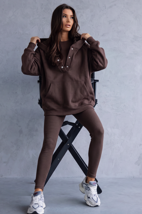 Ženski sportski komplet s hoodiejem i rebrastim tajicama BRANDILA BROWN, Boja: smeđa, IVET.HR - MODERNA ODJEĆA