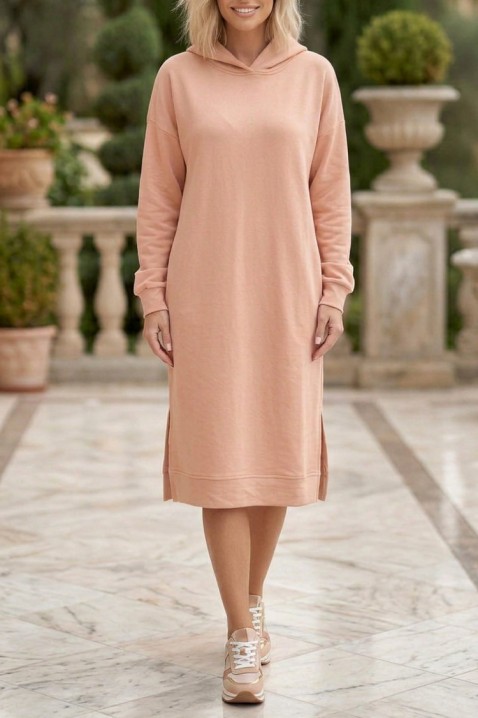 Sportska haljina sweatshirt kroja s kapuljačom i bočnim prorezima SUZINITA BEIGE, Boja: bež, IVET.HR - MODERNA ODJEĆA
