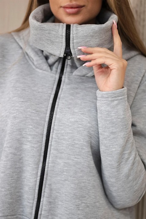 Moderna asimetrična prošivena haljina s patentnim zatvaračem i kapuljačom TANERIA, Boja: siva, IVET.HR - MODERNA ODJEĆA