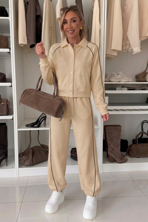 Ženski sportsko-elegantni komplet s kratkom jaknom i jogger hlačama LAMONIA BEIGE, Boja: bež, IVET.HR - MODERNA ODJEĆA