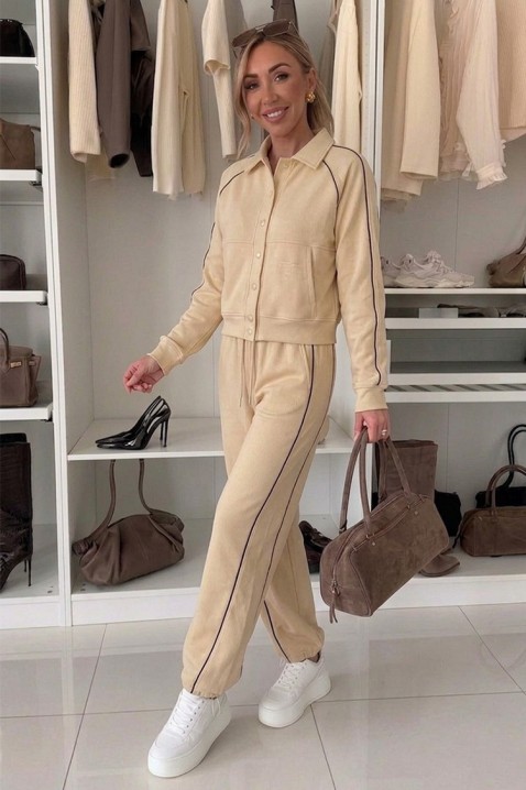 Ženski sportsko-elegantni komplet s kratkom jaknom i jogger hlačama LAMONIA BEIGE, Boja: bež, IVET.HR - MODERNA ODJEĆA