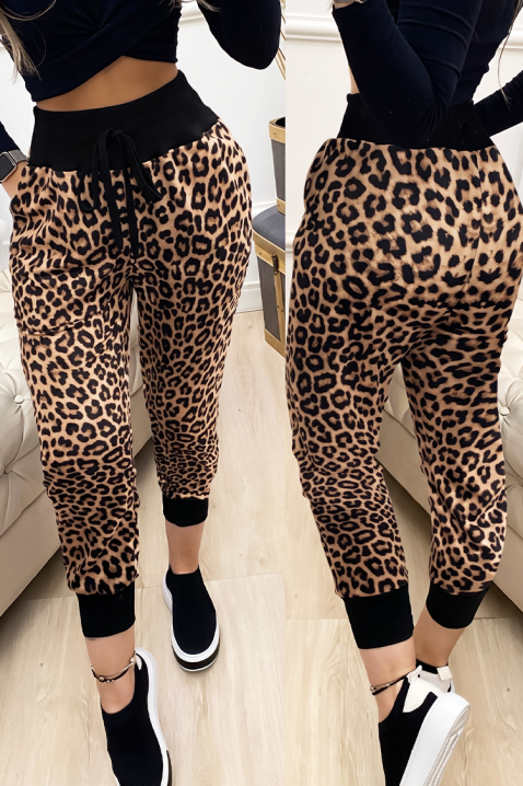 Ženske sportske jogger hlače s leopard uzorkom i elastičnim pojasom JENERIA, Boja: leopard, IVET.HR - MODERNA ODJEĆA