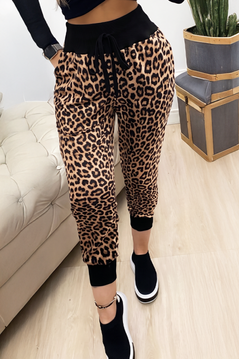 Ženske sportske jogger hlače s leopard uzorkom i elastičnim pojasom JENERIA, Boja: leopard, IVET.HR - MODERNA ODJEĆA