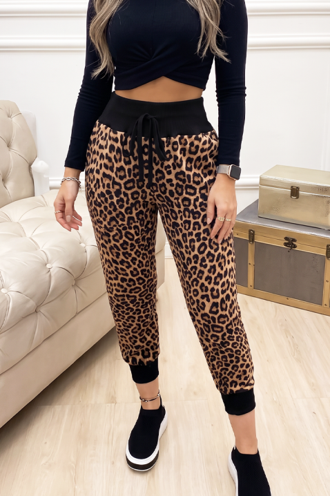 Ženske sportske jogger hlače s leopard uzorkom i elastičnim pojasom JENERIA, Boja: leopard, IVET.HR - MODERNA ODJEĆA