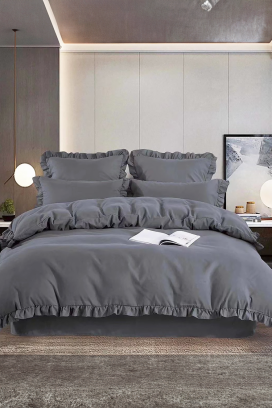 komplet posteljina CANVELA GREY 200x220 cm pamuk - 4 dijela
