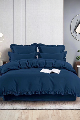 komplet posteljina CANVELA NAVY 200x220 cm pamuk - 4 dijela