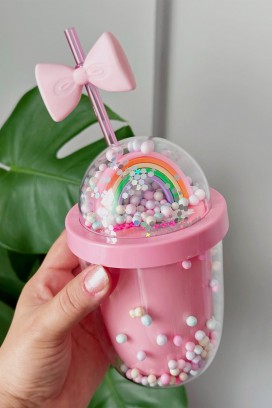 Čaša za vodu sa slamkom TRULMY PINK - 500 ml
